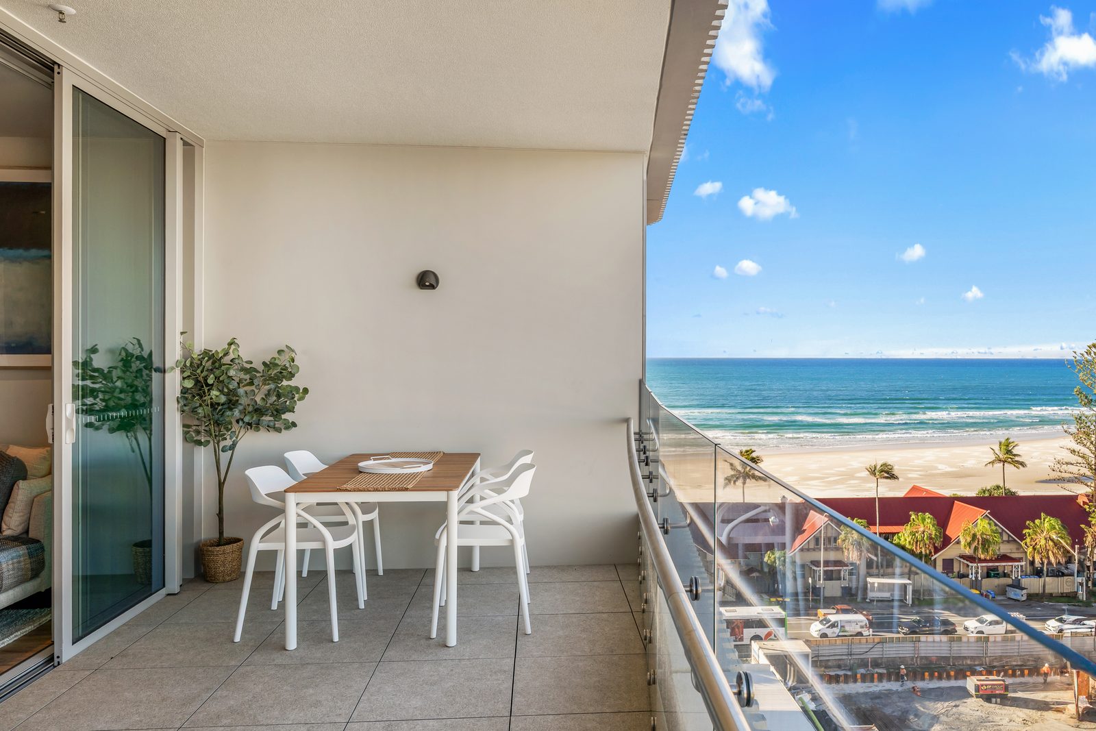Ocean views from the private balcony of The Kirra Suite